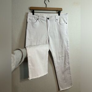 Kut Reese ankle straight white jeans